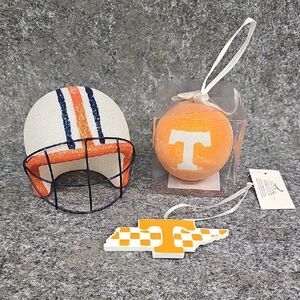 Football Sport Themed Ornament Set, UT Vols, Tennessee, Set Of 3,